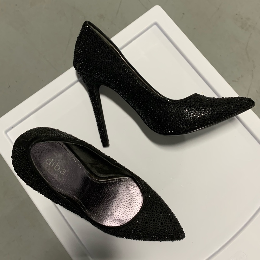 Sparkly Diba Black Heels Size 7